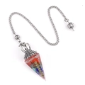Pendolo chakra in resina con cristalli colorati e ornamento a catena corona d'argento - Multicolore Corona
