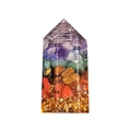 Pirámide de orgonita chakra con cristales naturales y bobina de cobre energética - Pilar de Cristal Chakra