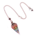 Pendolo chakra in resina con pietre naturali e catena in bronzo antico - Multicolore Tappo a Fiore
