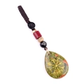 Portachiavi a goccia in unakite con simbolo vichingo Vegvisir dorato e corda intrecciata - Unakite (Bussola)