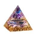 Orgone energy pyramid with amethyst sphere, gold foil, and tree of life symbol - 5cm Orgonite Pyramid