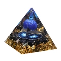 Orgone energy pyramid with lapis lazuli ball, obsidian stones, and golden foil decor - Pyramid
