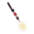 Portachiavi in pietra occhio di tigre con simbolo bussola Vegvisir dorato su goccia bianca - Quarzo Ialino (Bussola)