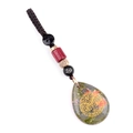 Unakite gemstone teardrop keychain with golden tree of life engraving and ethnic beads - Unakite (Tree Of Life)