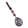 Portachiavi in lapislazzuli a goccia con incisione dorata della bussola vichinga Vegvisir - Lapislazzuli (Bussola)