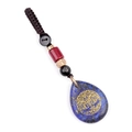 Lapis lazuli water drop keychain with golden tree of life symbol and ethnic beads - Lapis Lazuli (Tree Of Life)