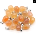 Colgantes de gota de ágata naranja natural pulida con ganchos para creación de joyas - Ágata Roja Natural (Sola)