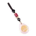 Pink rose quartz water drop keychain with tree of life symbol and braided rope - Rose Quartz (Tree Of Life)