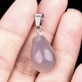 Colgante de cuarzo lavanda en forma de gota con enganche metálico para joyería - Ágata Gris (Pieza Única)