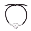 Verstellbares gewebtes Armband mit herzförmigem Howlith-Stein und Silberakzenten - Howlith (Silber)