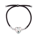 Verstellbares gewebtes Armband mit einem herzförmigen Natursteinanhänger und Silberverschluss - K2 Blau (Silber)