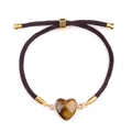 Bracciale regolabile marrone con ciondolo a cuore in occhio di tigre e oro - Occhio di Tigre (Oro)