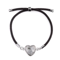 Verstellbares Armband aus Kordel mit einem herzförmigen Mondstein-Natursteinanhänger - Labradorit (Silber)
