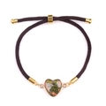 Pulsera trenzada marrón ajustable con corazón de Unakita y detalles dorados - Unakita (Oro)