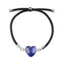 Verstellbares gewebtes Armband mit Herzanhänger aus Lapislazuli und Silber-Metallschieber - Lapislazuli (Silber)