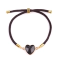 Pulsera ajustable con colgante de corazón en piedra natural negra y bordes dorados - Piedra De Fuegos Artificiales (oro)