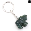 Elephant keychain pendant carved from natural green aventurine crystal stone - India Agate