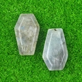 Set of two natural labradorite mini coffin figurines with blue flash for Halloween decor - Labradorite