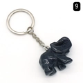 Blue sandstone elephant keychain pendant with sparkling stars and silver keyring - Blue Sand Stone (Synthetic)