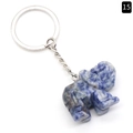 Elephant keychain pendant carved from blue and white mottled natural sodalite stone - Sodalite