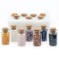 Set of 7 natural colorful crystal quartz and agate chips in small glass wishing bottles - Multicolor Crystal Chips Bottle Set