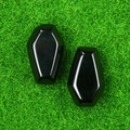 Set di due pietre di ossidiana nera lucida a forma di bara per Halloween - Ossidiana