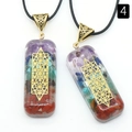 Pendentif chakra rectangulaire en résine avec pierres naturelles et cube de Métatron - No.4 (Cube de Métatron)