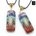 Pendentif chakra en résine de cristal naturel avec symbole fleur de vie et cordon noir - No.3 (Arbre de Vie)