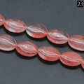 Strang mit rosa ovalen Erdbeerquarz-Perlen für DIY Schmuckherstellung und Basteln - 13x18mm / Wassermelonenrot (Synthetisch)