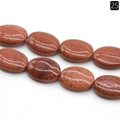 Flat oval red goldstone beads with shimmering gold sparkles for DIY jewelry making - 13x18mm / Gold Sand Stone (Synthetic)