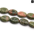 Polished unakite oval stone beads with natural pink and green patterns style 8 - 13x18mm / Unakite