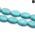Sky blue oval turquoise style stone beads with black spiderweb patterns for DIY crafts - 13x18mm / Blue Turquoise (Synthetic)
