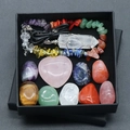 Set di cristalli curativi con bracciale chakra, cuore di quarzo rosa e pietre grezze in regalo - Assortimento di Cristalli Naturali 1173 (1173-1)