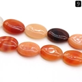 Polished 13x18mm oval agate beads in warm orange-red shades for DIY jewelry making - 13x18mm / Red Agate