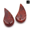 Red jasper wing shaped pendant necklace with natural stone texture and engraved feather details - Red Jasper