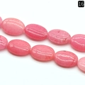 Natural oval pink crystal beads for jewelry making with polished texture - 13x18mm / Pink Jade