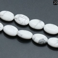 Polished 13x18mm oval white turquoise stone beads with grey marble texture for DIY jewelry - 13x18mm / Howlite