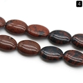 Polished mahogany obsidian oval beads with red and black mottled texture for DIY jewelry - 13x18mm / Mahogany Obsidian
