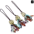 Three-piece set of natural yellow raw crystal car hanging ornaments with woven ropes - Citrine
