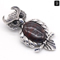 Broche chouette vintage en argent avec une grande pierre précieuse rayée brun-rouge - Unakite Rouge