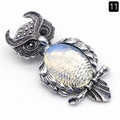 Broche chouette vintage avec pierre d'opale et finition en argent antique - Opale Synthétique