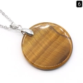 Gepolijste ronde tijgeroog steen hanger met zilveren metalen ketting voor dames - Tijgeroog