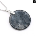 Minimalistische ronde natuursteen hanger met grijze marmeren textuur en zilveren ketting - Labradoriet
