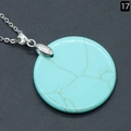 Natuurlijke turquoise ronde platte hanger ketting met zilveren oog en textuur - Synthetische blauwe turquoise