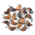 Natural tiger eye moon crescent pendant with silver clasp and polished brown finish - Tiger's Eye