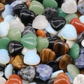 Variety of polished natural stone heart figurines with vibrant textures and colors - Random Mixed Colors 25mm