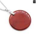 Colgante de disco redondo de jaspe rojo de 30mm con cierre plateado y cadena fina - Jaspe Rojo