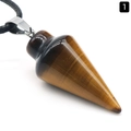 Tiger eye stone cone pendant necklace with silver clasp on a black cord string - Tiger's Eye