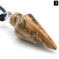 Cone-shaped natural picture jasper stone pendant with black woven cord necklace style 3 - Jasper
