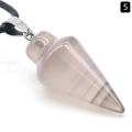 Grey striped agate cone pendulum necklace pendant with silver clasp and black cord - Grey Agate